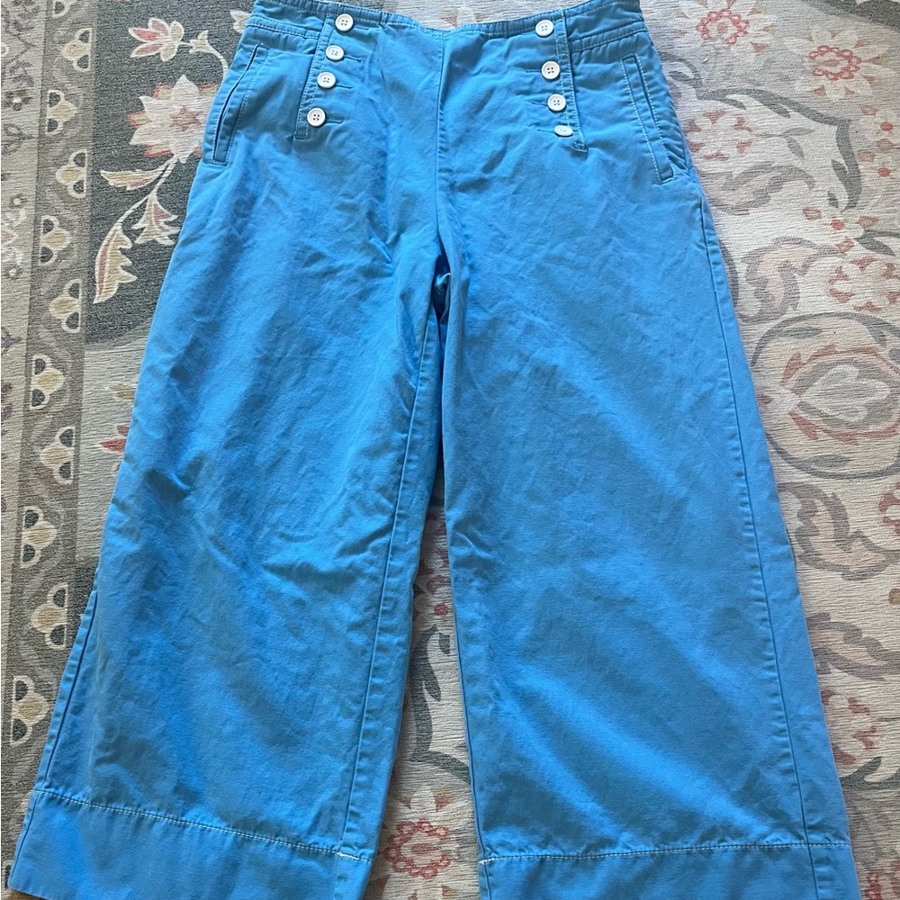 Talbots women’s  Blue Button-Accent wide leg ankle length Pants